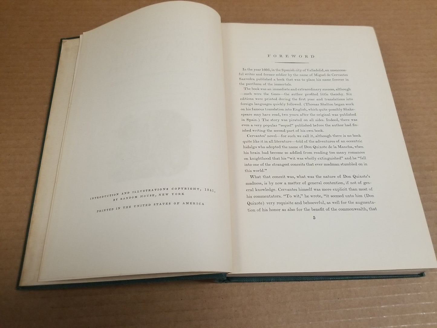 Don Quixote De La Mancha by Miguel De Cervantes Saavedra 1941 Ed HC Illustrated